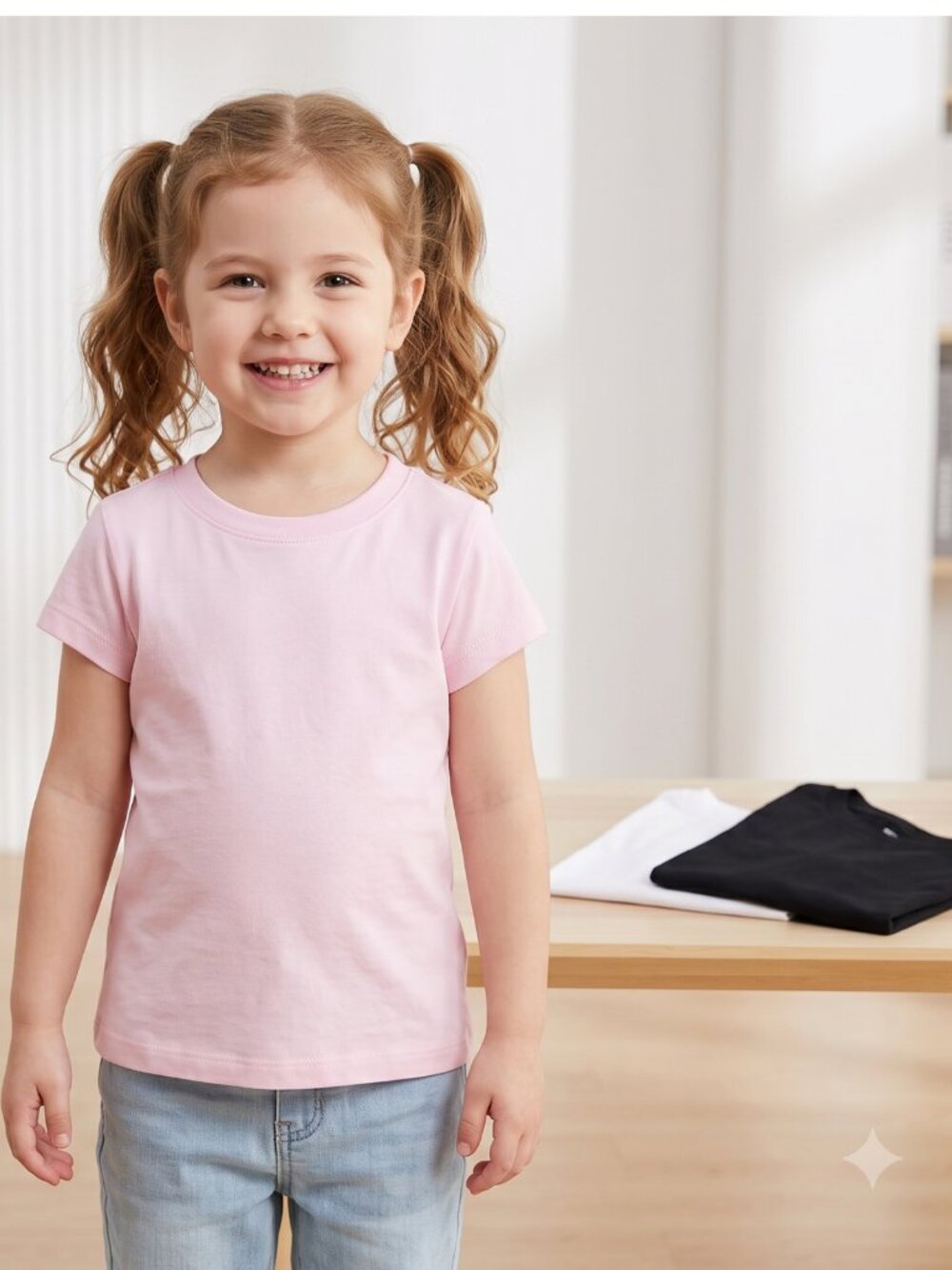 NIP | Girl's 3-Pack T-Shirts Pink Black White Crew Neck Short Sleeve Tees 4/5